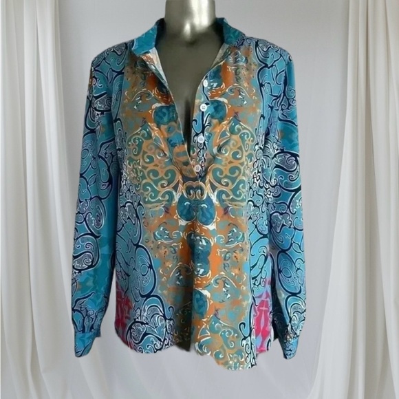 💎💟Women’s  Vintage aqua blue blouse - Picture 5 of 13